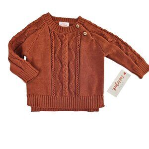 Cat & Jack Baby Unisex Cable Knit Sweater Button Shoulder 3-6M Rust Orange